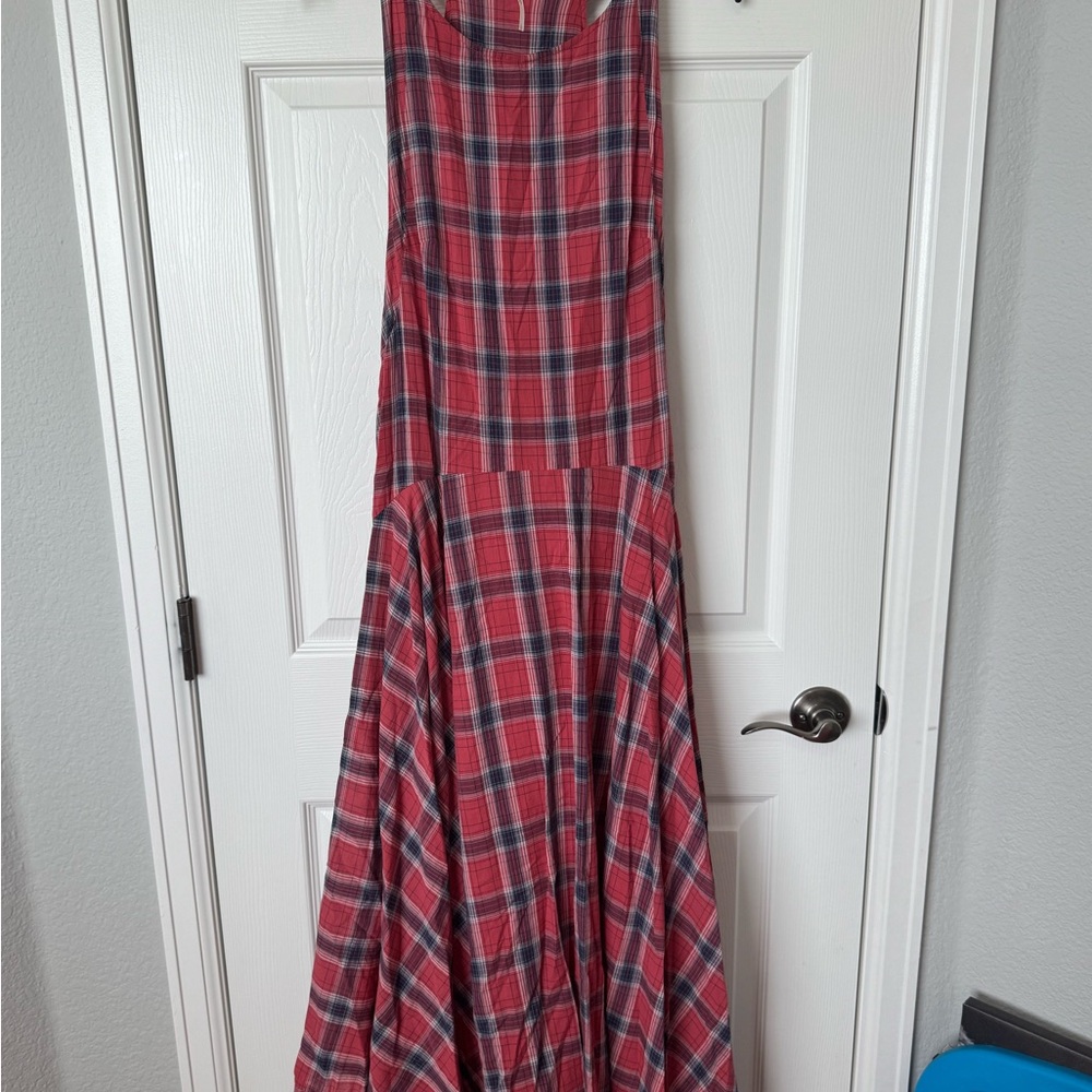 Free People plaid Red and Blue Plaid Maxi Dress